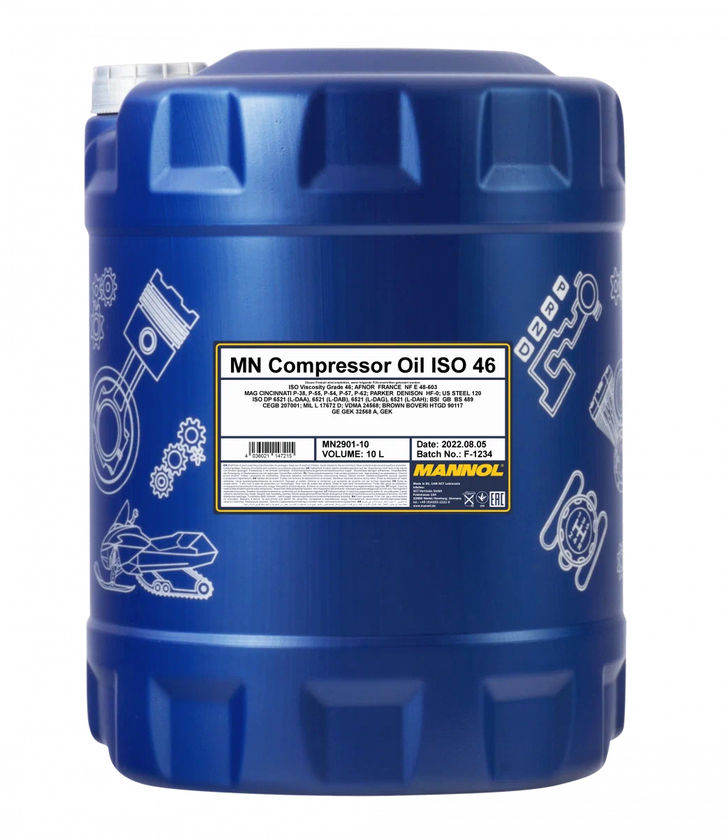 Компрессорное масло для винтовых компрессоров MANNOL COMPRESSOR OIL ISO 46 канистра 10 л.  - интернет-магазин промышленного оборудования «Дюкон»