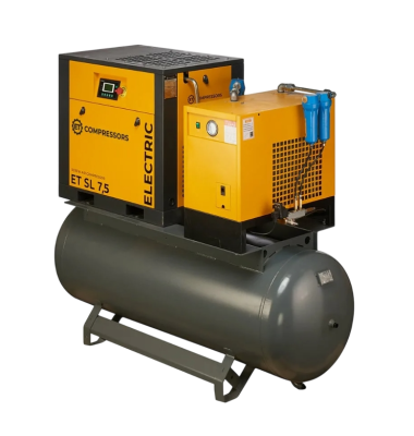 Винтовой компрессор без муфты на ресивере с частотным регулированием производительности и двигателем на постоянных магнитах с осушителем и фильтрами ET-Compressors ET SL 15-16-500 D VS PM ES (IP23) 16 бар - интернет-магазин промышленного оборудования «Дюкон»