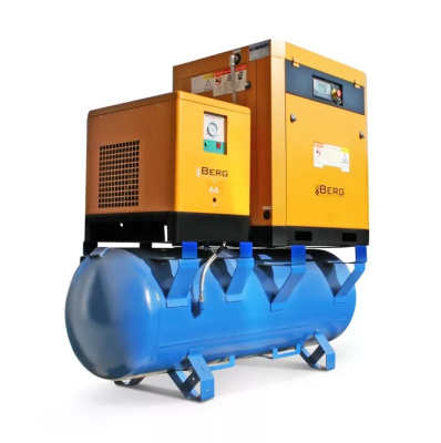 Винтовой компрессор BERG с прямым приводом на горизонтальном ресивере с осушителем ВК-7.5О-500 8 бар - интернет-магазин промышленного оборудования «Дюкон»