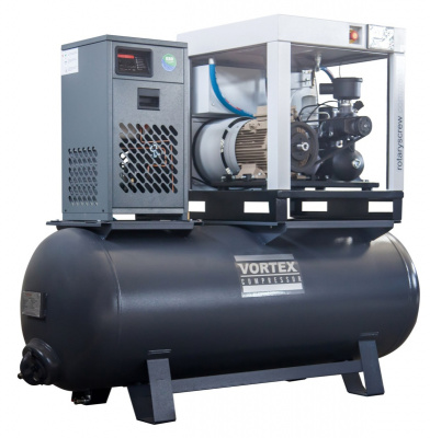 Винтовой компрессор на ресивере с осушителем  Vortex MCVD 7.5 10 бар - интернет-магазин промышленного оборудования «Дюкон»