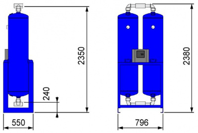 Адсорбционный осушитель сжатого воздуха OMI HL 0480 - интернет-магазин промышленного оборудования «Дюкон»